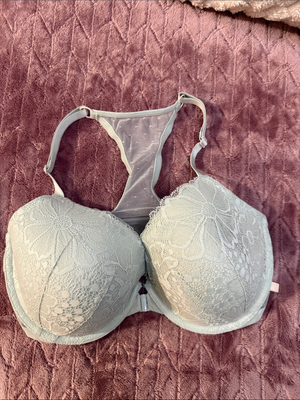 Victoria's Secret Lace Racerback Bra - Sage Green